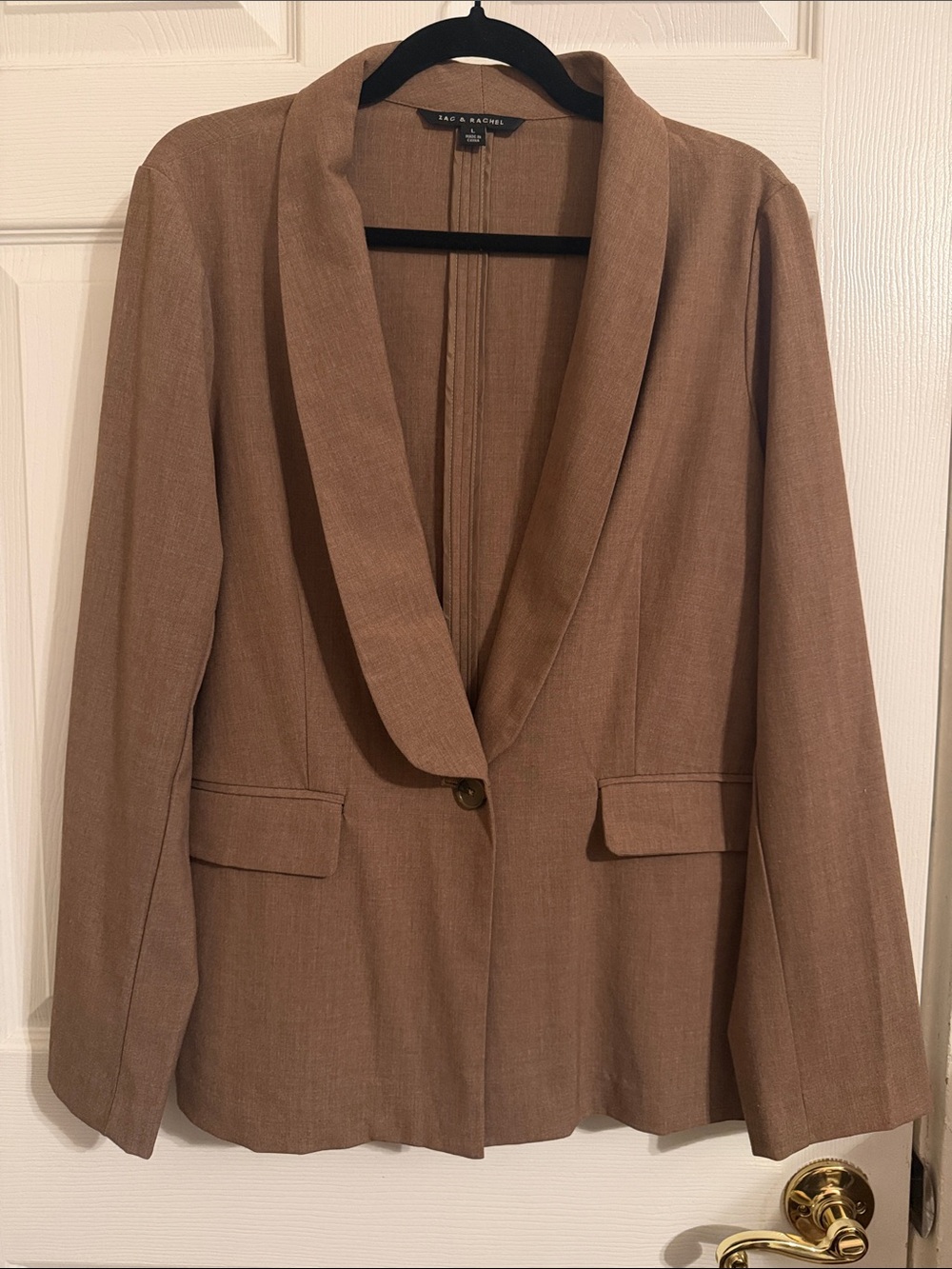 Zac & Rachel Brown Blazer Single Button Closure Sz Large